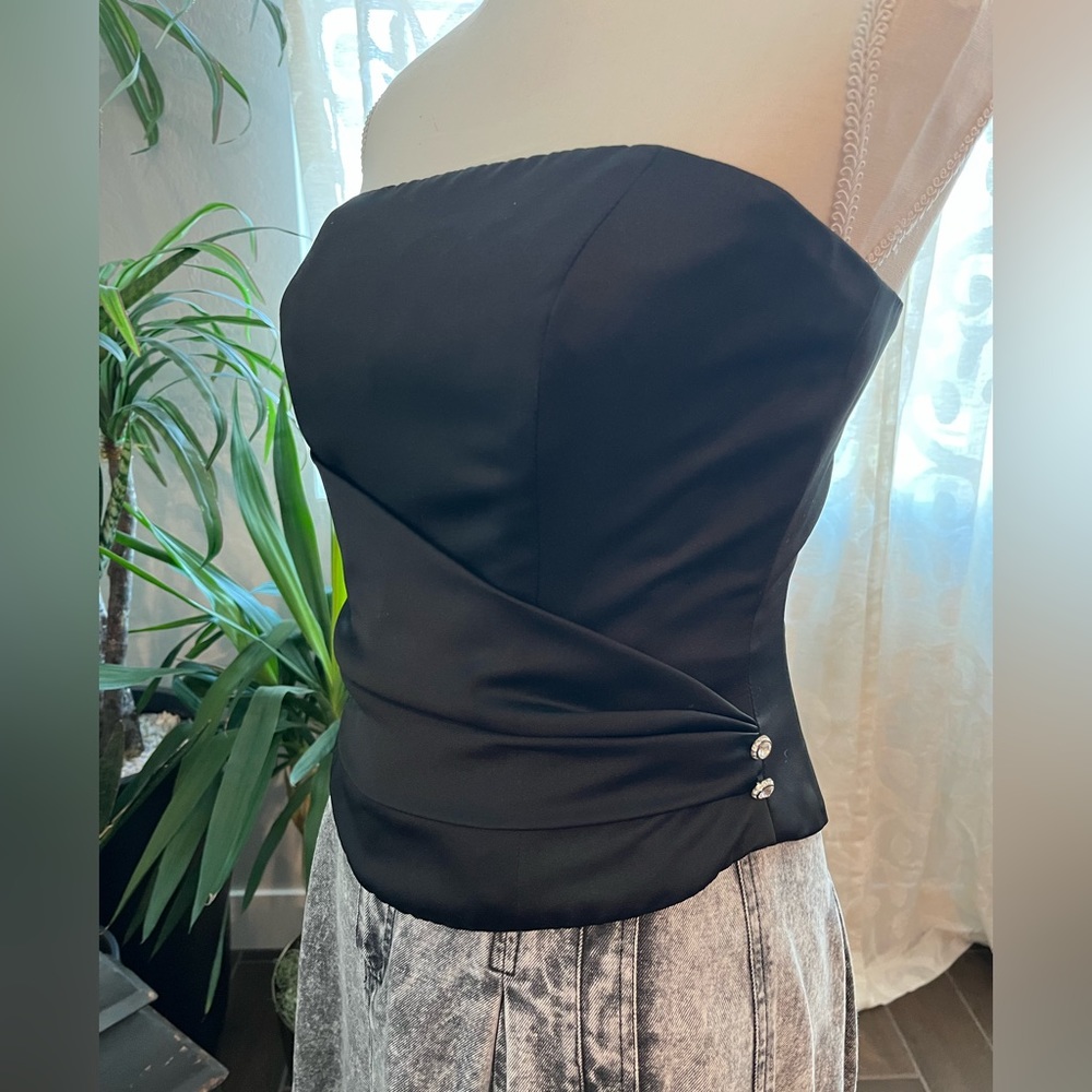 Vintage Mori lee corset with rhinestone detail and ruching 90s - Picture 4 of 14